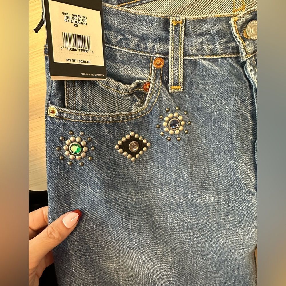 NWT REDONE LEVI'S RARE 70S STRAIGHT IN INDIGO STUD MSRP $625.00 - Picture 13 of 16